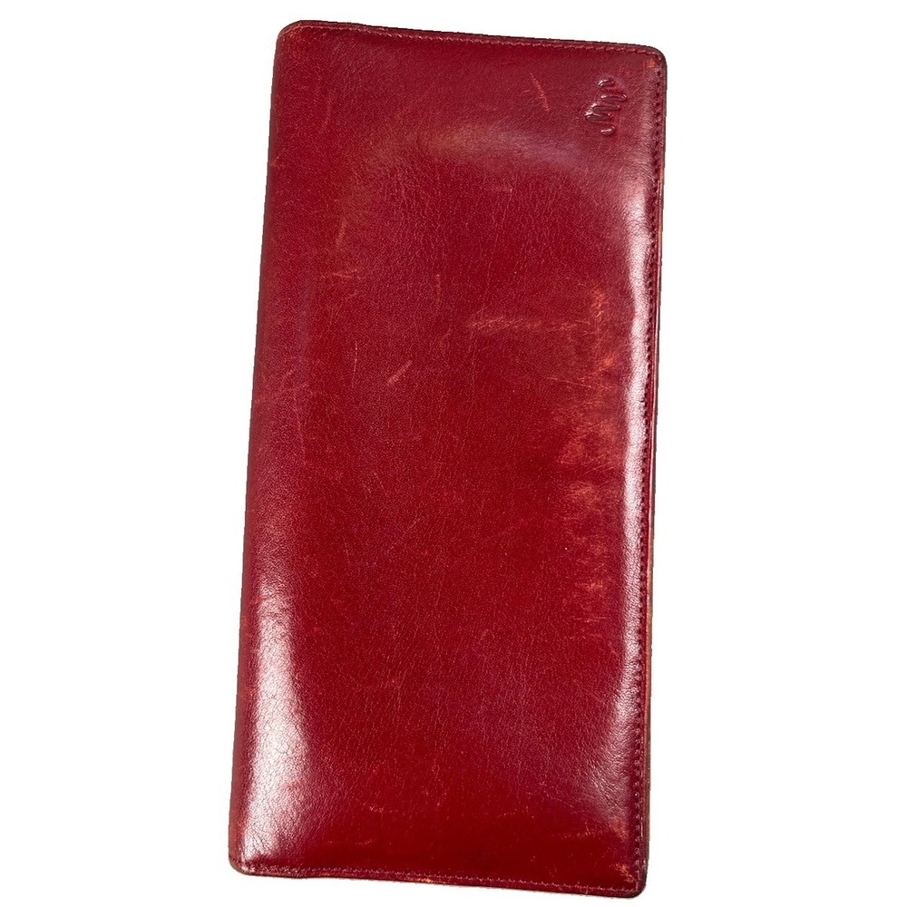 MONSAC Bifold Genuine Italian Leather Wallet DEEP RED lots of pockets snap close